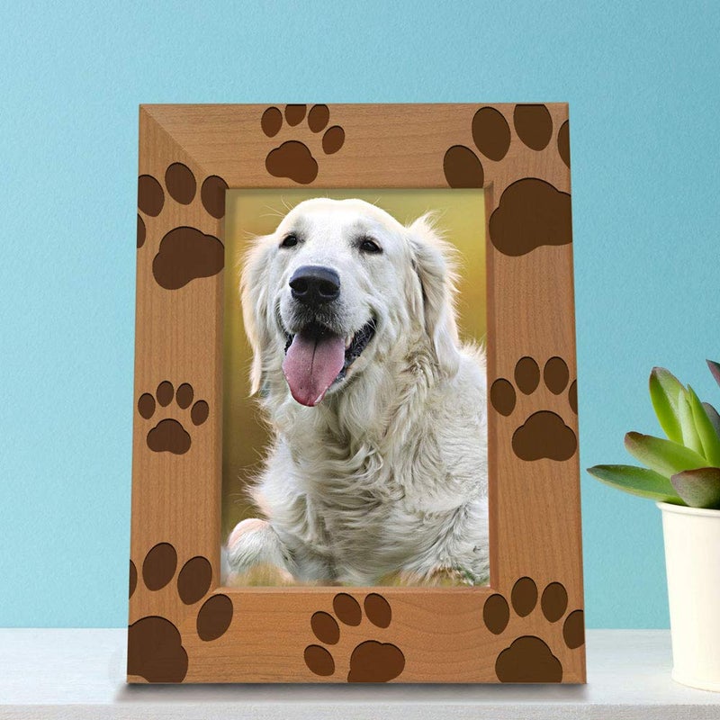 KATE POSH - Doggie Paw Engraved Natural Wood Picture Frame, Best Dog Ever, Memorial Dog Frame, Best Cat Ever, Memorial Cat Photo Frame (5x7-Vertical) - Image 4
